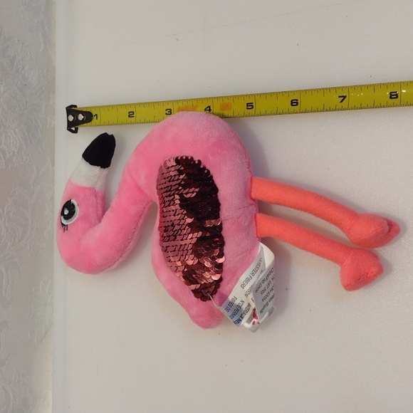 Justice Pink Flamingo Sequin Wings Plush Stuffed Animal Toy - Picture 3 of 3